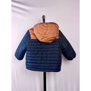 OshKosh B’gosh Toddler Boys Hooded Puffer Jacket Blue Brown 18-24M